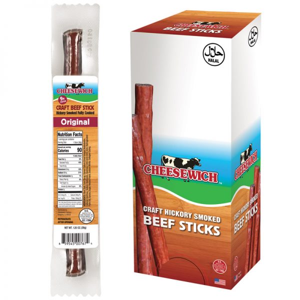 Original Beef Stick Flavor in package with image of closed caddy.